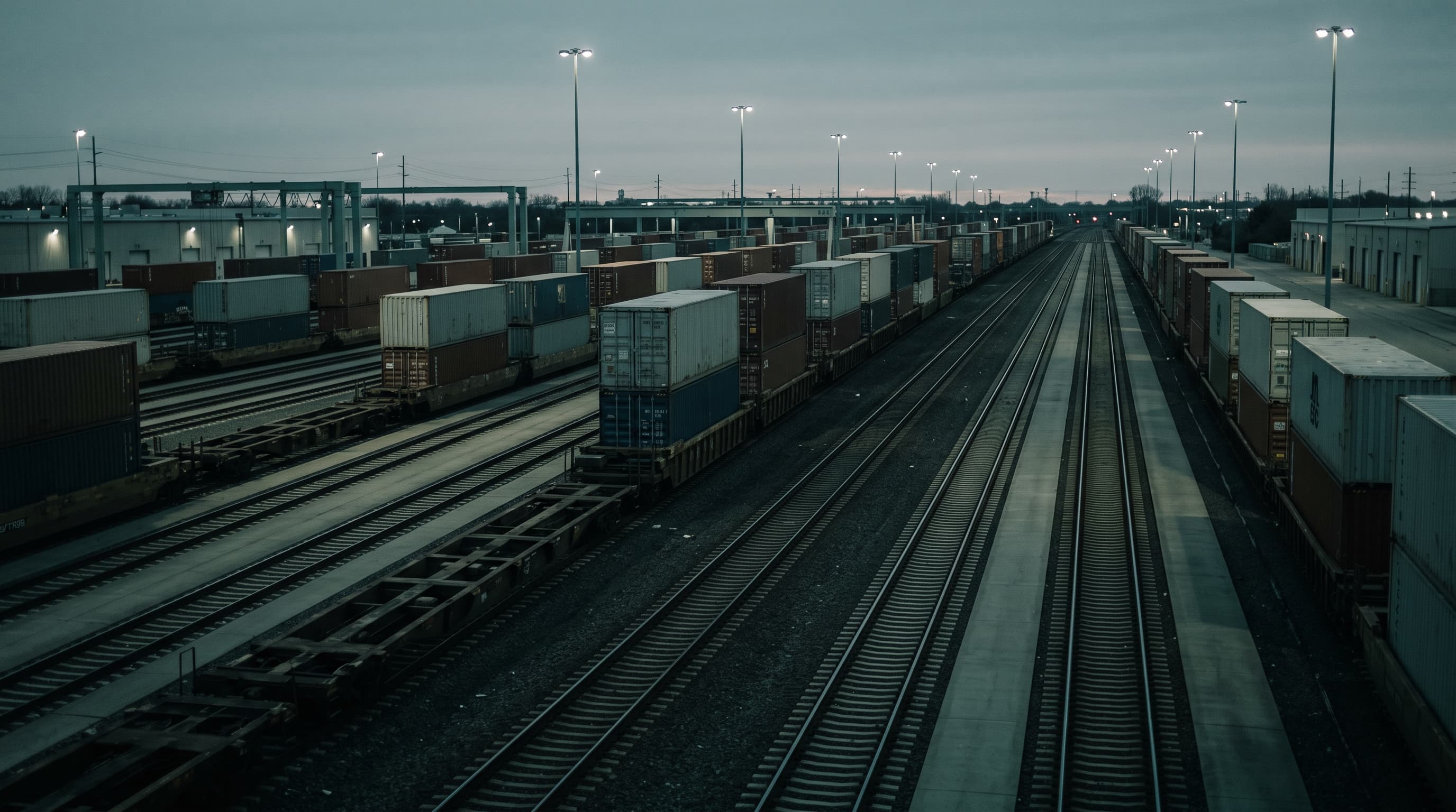Intermodal freight transit logistics hub and rail yard